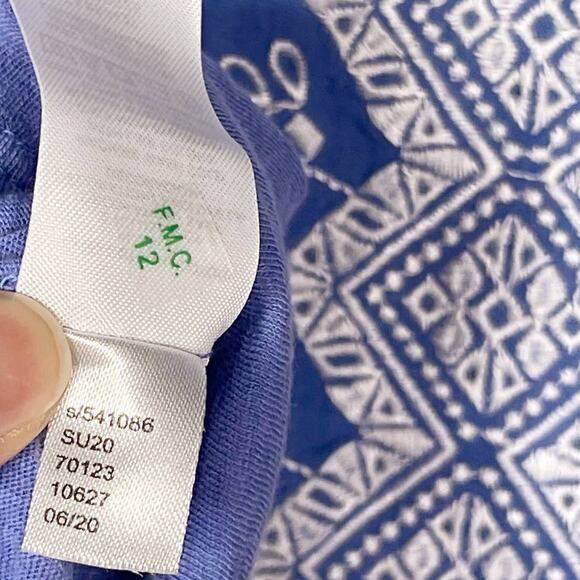 LOFT SP Small Petite Blue White Eyelet Embroidered Short Sleeve Top Boho Cotton - Picture 8 of 8